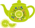 Lime teapot with herbs and lime