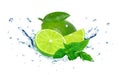 Lime water splash Royalty Free Stock Photo