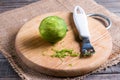 Lime zest on a cutting board Royalty Free Stock Photo