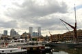 The Limehouse Basin in Limehouse, in the London Borough of Tower Hamlets provides a navigable link between the Regent`s Canal and Royalty Free Stock Photo