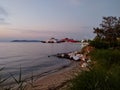 Limenas port in Thassos in sunset
