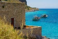 View of a traditional house in Limeni village in Mani, Peloponnese, Greece