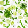 Limes, fresh mint and ice for mojito Royalty Free Stock Photo