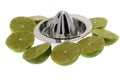 Limes with lemon squeezer