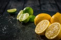 Limes and lemons citrus fruits