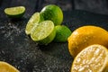 Limes and lemons citrus fruits
