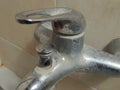 Limescale on tap in bathroom Royalty Free Stock Photo