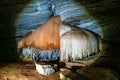 Limestone cave of stalactite and stalagmite formations, Gruta da Lapa Doce Cave, Chapada Diamantina in Bahia, Brazil Royalty Free Stock Photo