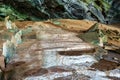 Limestone cave of stalactite and stalagmite formations, Gruta da Lapa Doce Cave, Chapada Diamantina in Bahia, Brazil