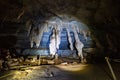 Limestone cave of stalactite and stalagmite formations, Gruta da Lapa Doce Cave, Chapada Diamantina in Bahia, Brazil