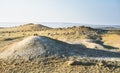 Limestone and chalk hills and slopes of the Ustyurt plateau in Mangistau Royalty Free Stock Photo