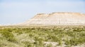 Limestone and chalk hills and slopes of the Ustyurt plateau in Mangistau Royalty Free Stock Photo