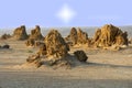 Limestone chimneys on the dried lake Abbe in Djibuti