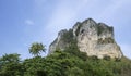 Limestone cliff on a Railey beach Royalty Free Stock Photo
