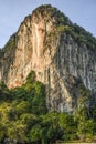 Limestone cliff on a Railey beach, Krabi in Thailand. Royalty Free Stock Photo