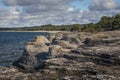 Limestone cliffs at coast of the island Oland in Sweden