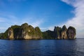 Limestone cliffs of Phi Phi Don Island, Krabi Province, Thailand. It is part of Mu Ko Phi Phi National Marine Park Royalty Free Stock Photo