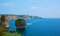 The limestone coastline of Bonifacio with Le Grain de Sable U Diu Grossu rock formation, Corsica, France Royalty Free Stock Photo