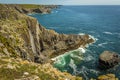 The limestone coastline of the Pembrokeshire coast, Wales near Castlemartin