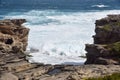 Limestone Coastline and Rushing Sea Royalty Free Stock Photo