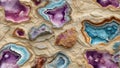 Limestone Crystal Symphony: Geode-Like Elegance. AI generate