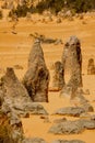Limestone formations in the Pinnacles Desert. Western Australia Royalty Free Stock Photo