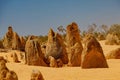 Limestone formations in the Pinnacles Desert. Western Australia Royalty Free Stock Photo