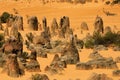 Limestone formations in the Pinnacles Desert. Western Australia Royalty Free Stock Photo