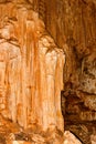 Limestone formations on the wall of an underground cave. Royalty Free Stock Photo