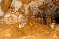 Limestone formations on the wall of an underground cave. Royalty Free Stock Photo