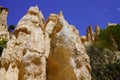 Limestone high chimneys formation geologic landscape in Orgues Ille sur Tet Languedoc in France