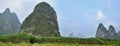 Limestone hills dotting the countryside of Yangshuo in Guangxi Autonomous Region of China. Royalty Free Stock Photo