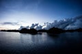 Limestone Islands in Palau`s Lagoon at Sunrise Royalty Free Stock Photo