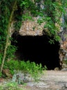 Limestone karst tunnel at Mirror Lake or Tasik Cermin in Ipoh, Perak, Malaysia. Royalty Free Stock Photo