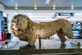 The limestone lion statue at the terminal of Beirut Airport, Lebanon, which was discover in Beirut and dates back to Roman period Royalty Free Stock Photo