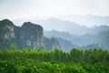 Mountain range in the rainy day