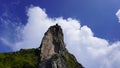 Limestone mountain on sunny birght blue sky Thailand Andaman ocean Krabi Phuket view