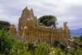Limestone panoramic chimneys formation geologic landscape in Orgues Ille sur Tet Languedoc in France