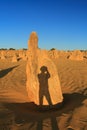 Limestone pillars with photographer shadow