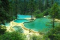 Limestone pools in Huanglong Royalty Free Stock Photo