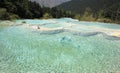Limestone pools of Huanglong National Park Royalty Free Stock Photo