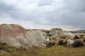 Limestone pyramids with beautiful old rock formations in Cappadocia, Goreme, Turkey Royalty Free Stock Photo