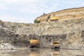 Limestone quarry industry, summer, Ukraine Royalty Free Stock Photo
