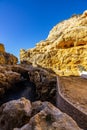 Limestone rock of Algar Seco, Carvoeiro, Algarve, Portugal Royalty Free Stock Photo