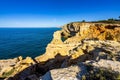 Limestone rock of Algar Seco, Carvoeiro, Algarve, Portugal Royalty Free Stock Photo