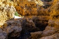 Limestone rock of Algar Seco, Carvoeiro, Algarve, Portugal Royalty Free Stock Photo