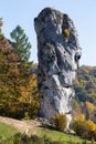 Limestone rock Bludgeon of Hercules in Pieskowa Skala, Poland Royalty Free Stock Photo