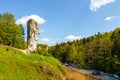 Limestone rock called Bludgeon of Hercules near Castle Pieskowa Skala, Krakow, Poland Royalty Free Stock Photo