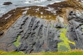 Limestone rock on the coast in the coastal walk route from Doolin to the Cliffs of Moher Royalty Free Stock Photo