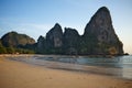 Limestone rock and exotic beach Royalty Free Stock Photo